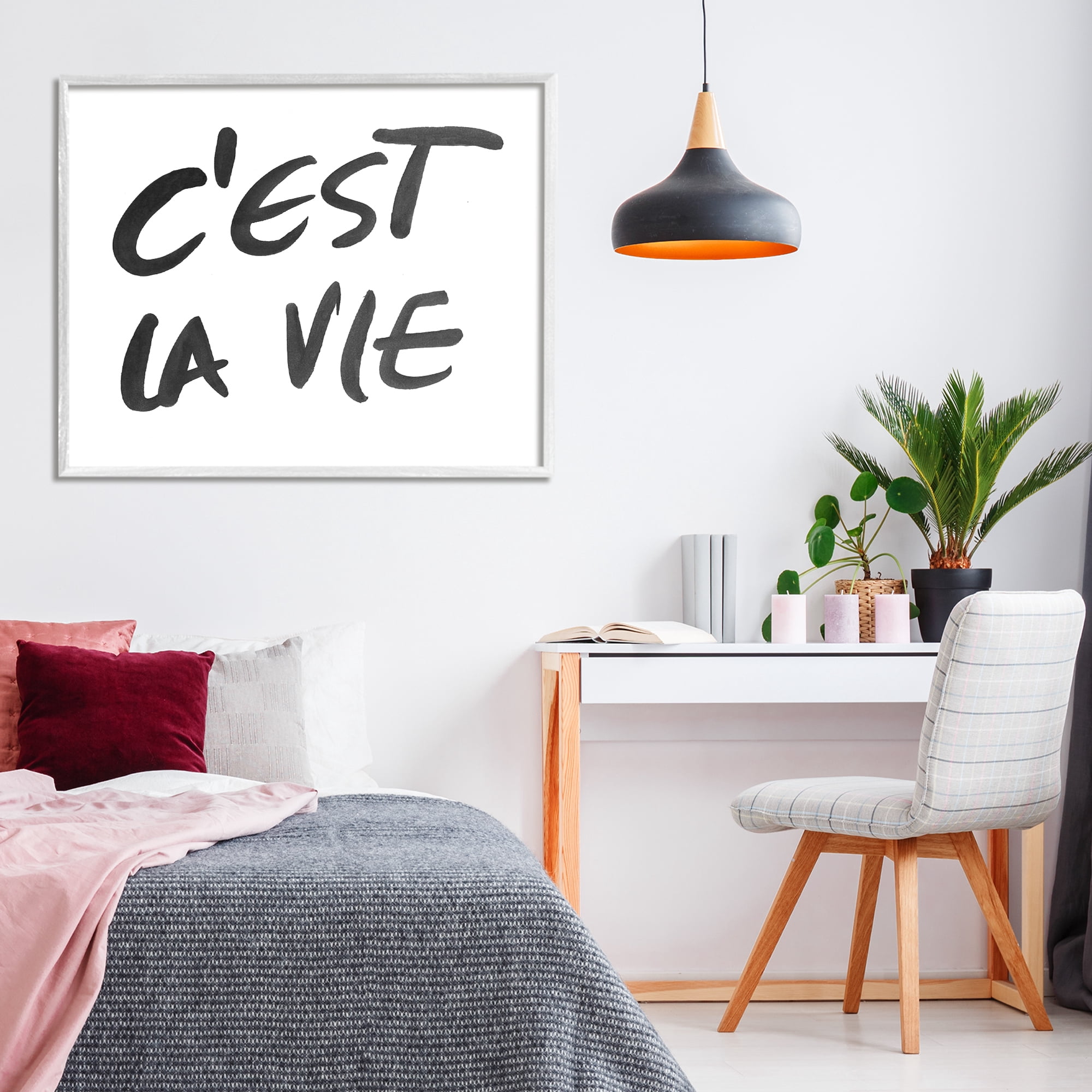 Stupell Industries C'est La Vie Minimal Text White Framed Giclee Art, design by SD Graphics Studio
