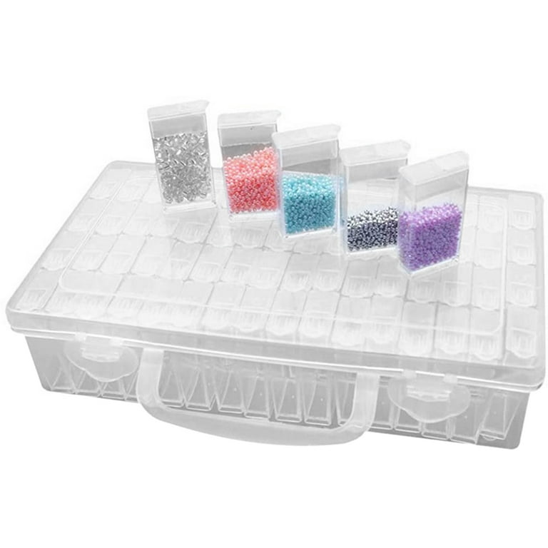 Gpoty 64 Grids Plastic Seed Storage Box,Clear Plastic Organizer Container Storage Box,Portable Nail Art Storage Container,Diamond Painting Boxes with