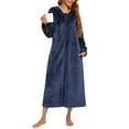 thumbnail image 5 of yillto Flannel Nightgowns for Women Long Sleeve Hoodie Zip up Sleepwear Full Length Pajama Dresses, 5 of 6