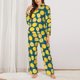 thumbnail image 2 of Fotbe Lemon Conjunto de Pijama de Manga Larga para Mujer con Estampado, Ropa de Dormir de 2 Piezas, Conjunto de Casa Suave y Cómodo con Bolsillos-Large, 2 of 7