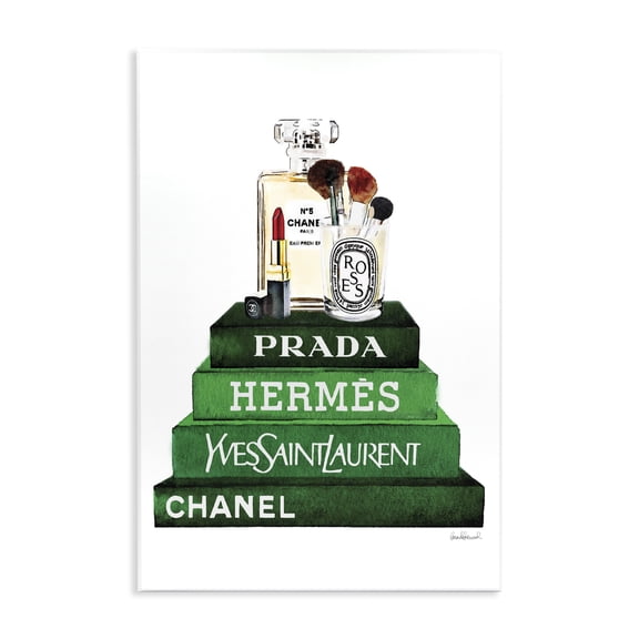 Stupell Industries Art Deco Fashion Designer Makeup Bookstack Green Watercolor Wall Plaque Art, 10 x 15, by Amanda Greenwood