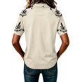 thumbnail image 6 of JULMCOMO Womens Tops Boho Floral Print 3/4 Sleeve Loose Fit Casual Polo Shirts Collared Button Summer Daily Graphic Tees Beige 3XL, 6 of 6