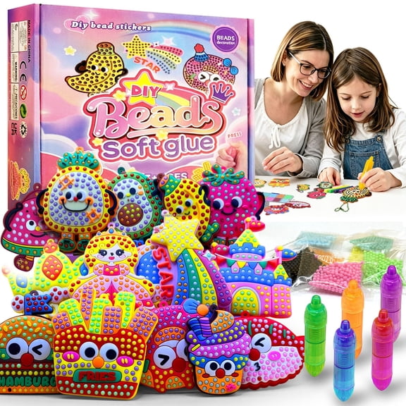 VATTAFRAST DIY Bead Art & Mosaic Kit for Kids 6-12, Craft Set with 15 Templates for Boys Girls
