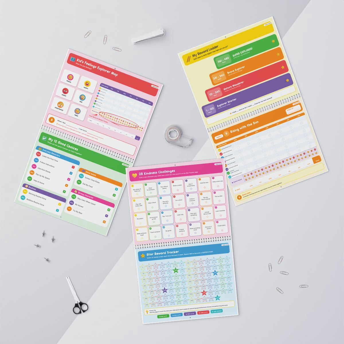 Behavior Chart for Kids at Home – 60 Day Wall Planner for Ages 3–7 – Morning & Bedtime Routine Chart, Visual Schedule, Screen Time Monitoring with Weekly Tracker & Monthly Review | 14x11.5 in 250 GSM
