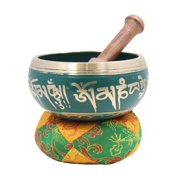 Tibetan Meditation Om Mani Padme Hum Singing Bowl Set (Green)