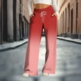 thumbnail image 2 of VBVC Women's Baggy Gradient Sweatpants,Drawstring Flare Trousers for Women,Ladies Lightweight Daily Wear with Side Pockets,Red,Size M, 2 of 6