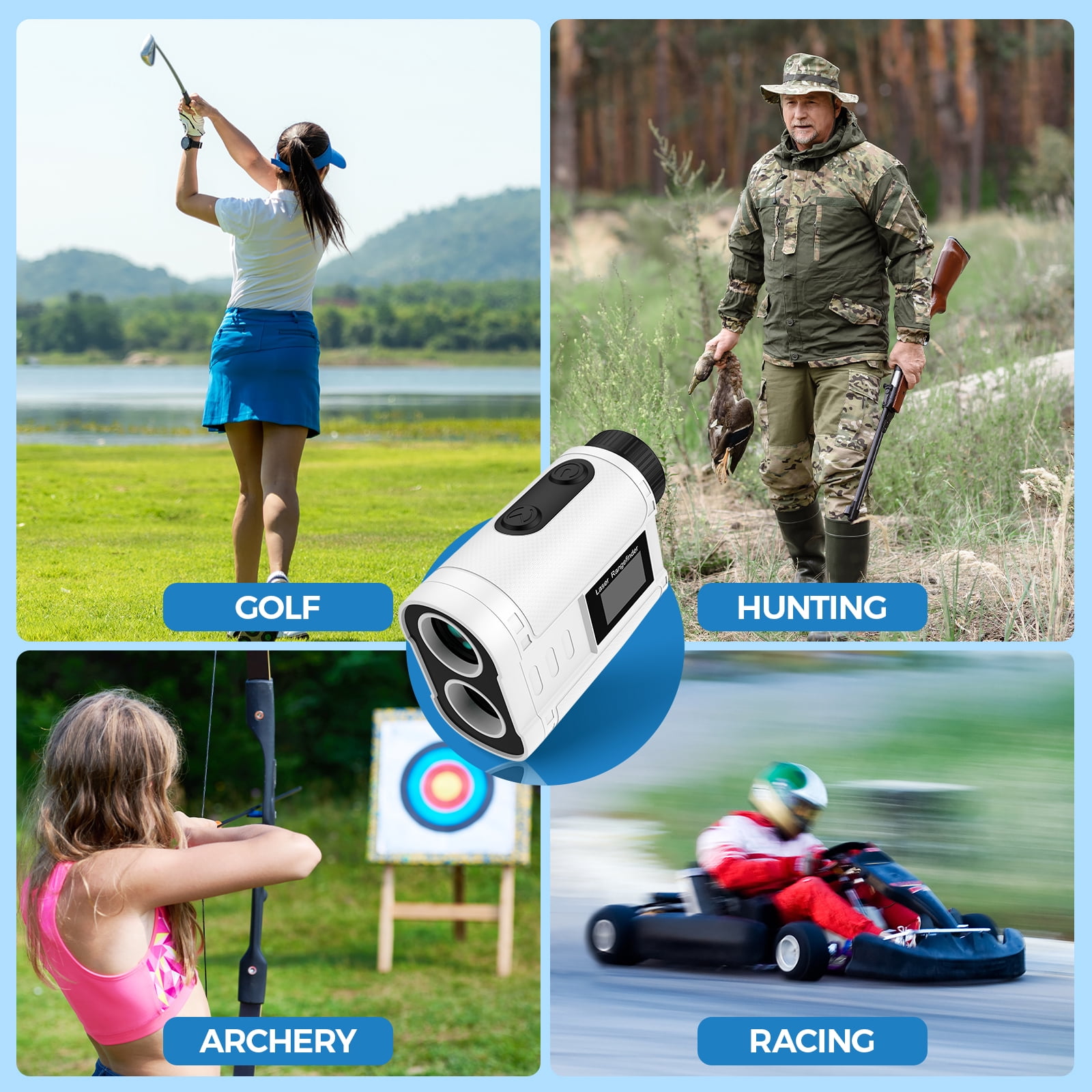 LAKWAR Golf Rangefinder with Slope, 900 Yards Laser Range Finder Golfing, 6X Magnification, Flag Pole Locking Vibration, Rechargeable Range Finders with Magnet Stripe-IP54 Waterproof Golfing