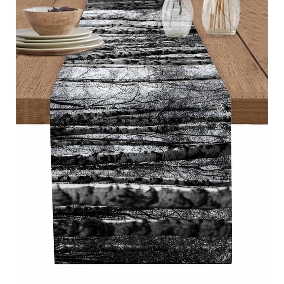 Black Truck Table Runner 70 Inches, Autumn Forest Trees Natural Scenery Bed Runner Dresser Scarves Tabletop for Indoor Outdoor Parties/Ceremony/Banquet, 13" x 70"