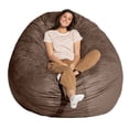 thumbnail image 3 of Jaxx 6-Foot Giant Bean Bag Chair, Convertible 2-in-1 Chair & Bed for Adults, Microsuede Chocolate, 3 of 9