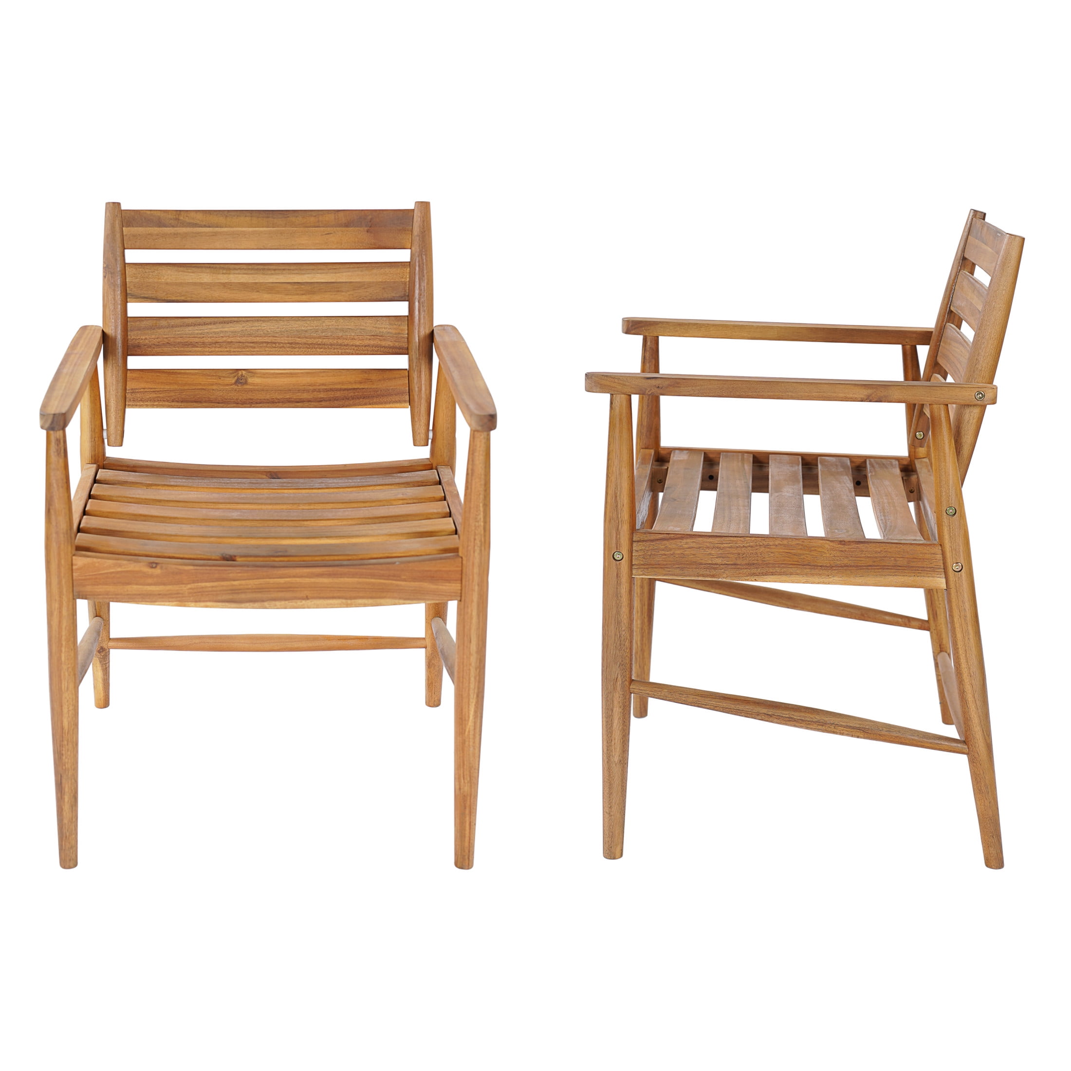 Christopher Knight Home Outdoor Acacia Wood Dining Chairs with Slatted Design, Light Teak, Set of 2