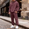 thumbnail image 7 of Mens Tracksuit 2 Piece Outfit Pullover Hoodie and Cuffed Hem Joggers Fall Winter Athletic Sweat Suit Casual Gym Running Clothes Wine M, 7 of 7