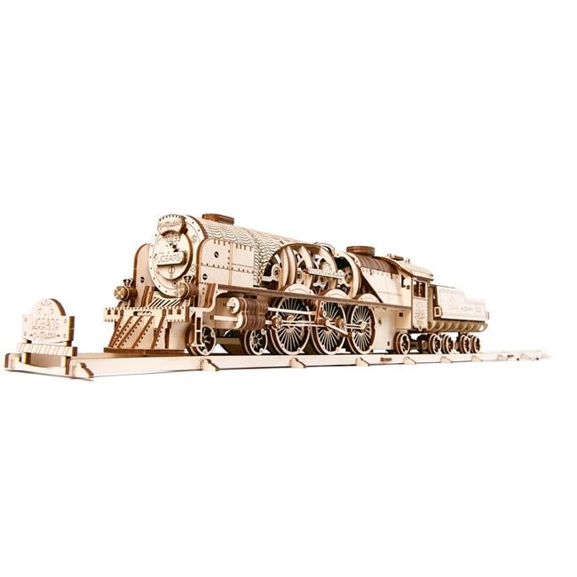 Mechanical UGEARS wooden 3D puzzle Model V-Express Steam Train Construction Set 