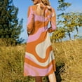 thumbnail image 5 of Abstract Orange Pink Swirl Art Women's Fall Dresses Casual Loose Flowy Swing Shift Dress, 5 of 9