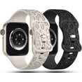 thumbnail image 3 of 2Pack Leopard Engraved Bands Compatible with Apple Watch Band 41mm 40mm 38mm 49mm 46mm 45mm 44mm 42mm Women, Silicone Cheetah Sport Syilufap for iWatch Series SE 10 9 8 7 6 5 4 3 2 1,Ulyilufa, 3 of 5