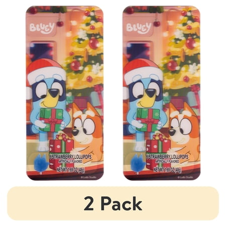 (2 pack) Galerie Bluey Lenticular Tin with Lollipops, 1.69 oz