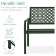 thumbnail image 3 of Yunken 2-Person Outdoor Metal Bench, 790lb Capacity Geometric Backrest for Garden, Patio, Porch - Dark Green, 3 of 7