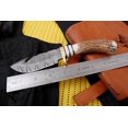 thumbnail image 6 of Custom Handmade Damascus Steel Fixed Blade Knife Stag Antler Handle Brass Guard, 6 of 6