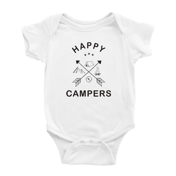 Happy Campers Camping Funny Baby Bodysuit Boy Girl Unisex