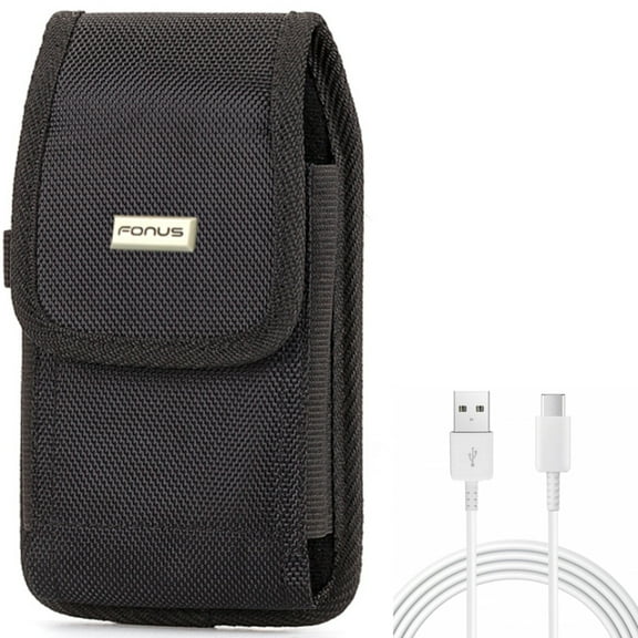 10ft USB-C Cable w Case Belt Clip for Samsung Galaxy S20 Ultra - Type-C Charger Cord Power, Rugged Holster Canvas fits Samsung Galaxy S20 Ultra