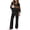 Black Brown, variant on UVN Outfit Sets for Women Two Piece Sets Winter Casual Long Sleeve Tops and Long Pants Lounge Sets Ribbed Knit Pajama Sets with Pockets