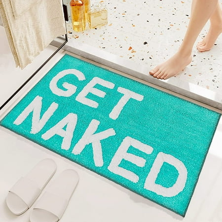 UKELER Get Naked Bath Rugs Bathroom Mat Cute Funny Bath Mats for Bathroom Decor Soft Absorbent Microfiber Bathroom Rugs Non-Slip Machine Washable 31.5''x19.7''