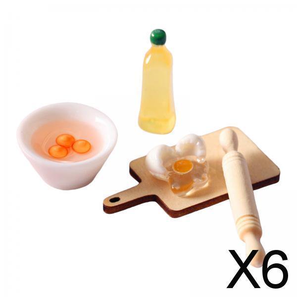 Juego de muebles de cocina para casa de muñecas, juego de rodillo para niños, juguete para juego de imitación, paquete de 4-6 unidades 6 piezas