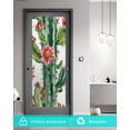 thumbnail image 5 of Window Privacy Film Summer Cactus Floral Stained Glass Window Film Decorative Sun Block Window Cover Watercolor Red Flower Plant Window Clings Static Adhesive Sticker for Bathroom 23.6"x59", 5 of 7