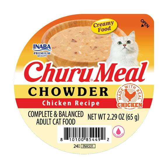 INABA Churu Meal Chowder Adult Wet Cat Food, Chicken Recipe, 2.29 oz cup