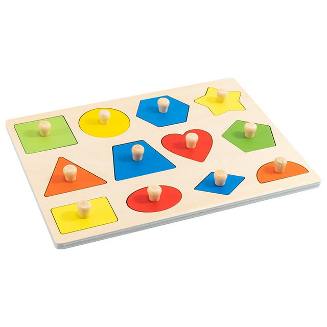 Tablero de rompecabezas Montessori con forma geométrica para niños de madera