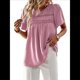 thumbnail image 1 of Blusas de Verano para Mujer, Cuello Redondo, Corta, Blusas Casuales de con Dobladillo de Encaje Fluido, Ropa de Moda 2025 Rosa L, 1 of 10