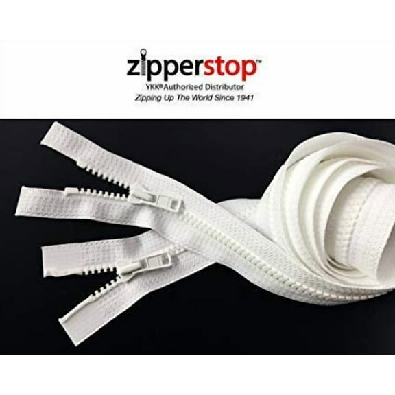 YKK #5 Molded White Plastic Separating Zipper (2 Pieces Per Pack) (36" Inches)