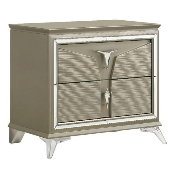 Pemberly Row Modern 2-Drawer Nightstand Made with Wood in Silver