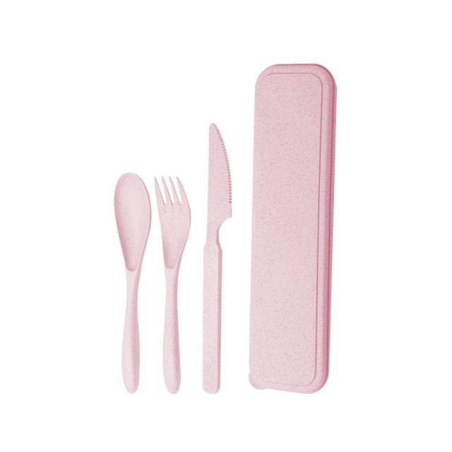 Kitchen Knife Set,Wheats Straw Knife Fork and Spoon Cutlery Set Special Outdoor Travel Portable Three Piece Set,Kitchen Knife Sets,Spoons and Forks Set,Forks and Spoons Silverware
