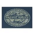 thumbnail image 1 of Modern Cutting Board, Pacific Waves Surf Camp and Hawaii Logo Motif Effects Design, Decorative Tempered Glass Cutting and Serving Board, Small Size, Khaki Slate Blue, by Ambesonne, 1 of 1