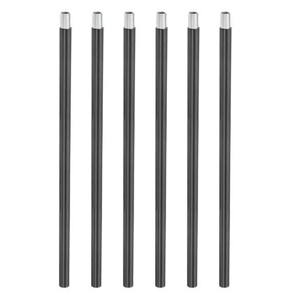 Uxcell Threaded Extension Rod, 6 Sets 10" M10 x 1mm Fine Thread Lamp Pipe with Lamp Pipe Nipples for Pendant Light Island Lighting Chandeliers Stems, Black