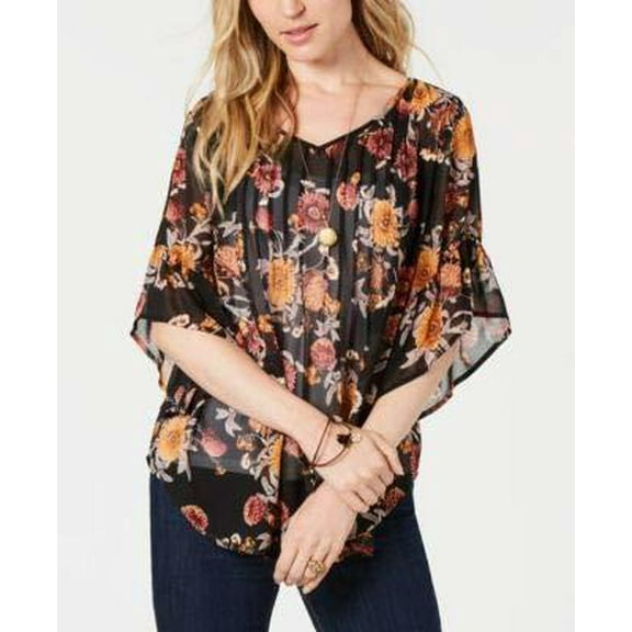 Style & Co Pintuck Peasant Top Autumn Allure M