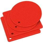 Silicone Trivet Mats - Hot Pot Holders, Drying Mat, Hot Pads Durable Non Slip Coasters Heat Resistant Mats