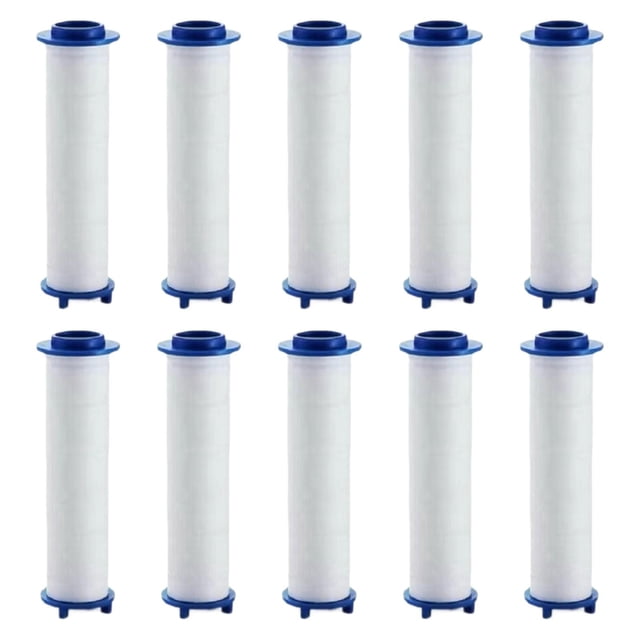 10 cartuchos de repuesto para cabezal de ducha, purificador de agua reutilizable para bañera, fregadero y cocina. 8 cm x 24 cm