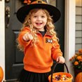 thumbnail image 5 of TOWED22 Toddler Boys Halloween Sweatshirts Kids Cotton Long Sleeve Crewneck Pullover Pumpkin Embroidered Checkered Shirts(Orange,18-24 M ), 5 of 9