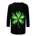 thumbnail image 4 of St Patrick's Day T Shirt for Womens Green Leaf Print Irish 3/4 Sleeve Loose Pullover Tops, 4 of 5