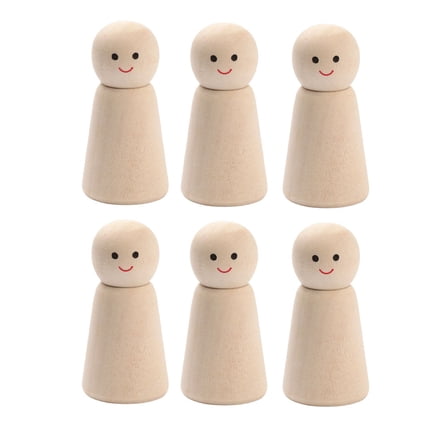 LEORX 6Pcs Peg Toy Wooden Peg Doll Beige Educational Toy Classroom Education