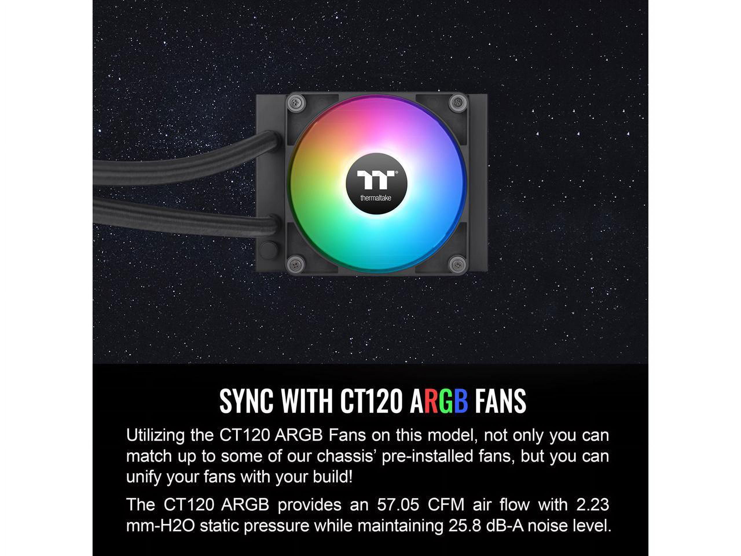 Thermaltake TH120 ARGB Sync V2 CPU Liquid Cooler/AlO Liquid Cooling/Fan 120mm*1/PWM 500~2000 RPM/Mirror Waterblock/MB ARGB Sync Control, CL-W360-PL12SW-A