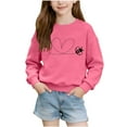thumbnail image 2 of Girls Valentine Sweatshirt Kids Valentine Day Shirt, Heart Print Top Be My Valentine French Terry Crewneck - Hot Pink, Pink, White, Gray,Size 9-10 T, 2 of 6