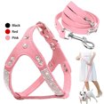 thumbnail image 2 of Soft Suede Leather Dog Harness and Leash Set Rhinestone Puppy Vest With Crystal Bone Pendant For Small Medium Pets Chihuahua ShopWise Round, 2 of 9