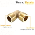 thumbnail image 4 of 1 Pack 90 Degree Elbow, 1/2 Inch Male x 1/2 Inch Male Brass Right Angle Pipe Fitting, Connector for Fluid Gas Fuel Oil Pipe, 35x35mm, 4 of 6