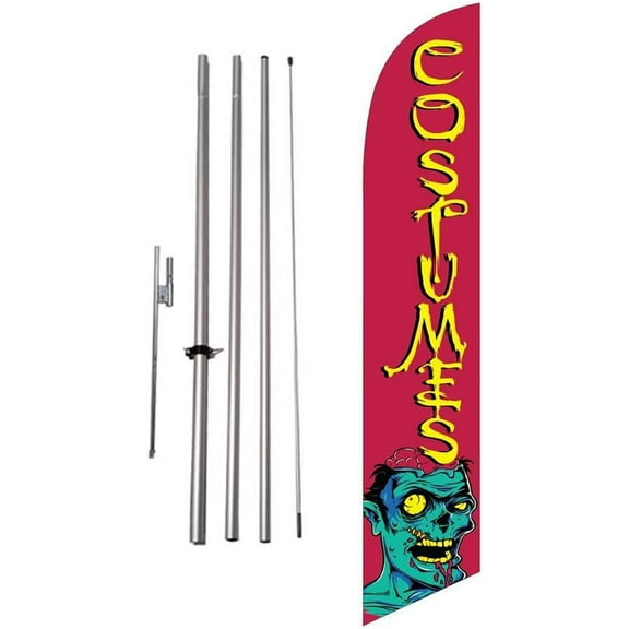Costumes for Sale Outdoor Advertising Feather Banner Swooper Flag Sign with Flag Pole and Ground Spike