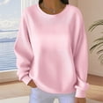 thumbnail image 2 of ManxiVoo Chandail en Molleton Basique à Col Rond pour Femmes Manches Longues Chandail-Over Polyvalent Confortable pour Usage Quotidien Taille TTG Rose, 2 of 9