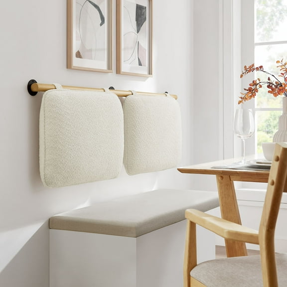 Modway Anela Wall-Mounted Chenille Upholstered Queen Headboard in Cream Natural