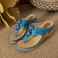 thumbnail image 6 of HAOTAGS Women's Summer Sandals with Arch Support Slide Sandals Flower Comfort Open Toe Slip On Blue Size 8.5, 6 of 9