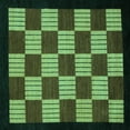 thumbnail image 1 of Ahgly Company Machine Washable Indoor Square Checkered Turquoise Blue Modern Area Rugs, 3' Square, 1 of 4
